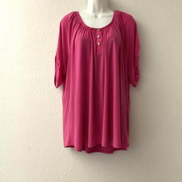 NY COLLECTIONS PLUS SIZE ¾ ROLL TAB LIGHTWEIGHT TOP 3X - Picture 2 of 13